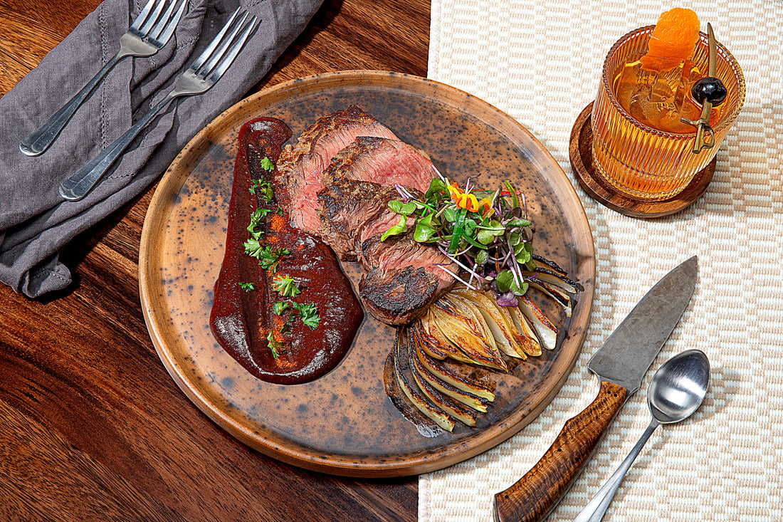 Mole Steak with Honey Lime Microgreens